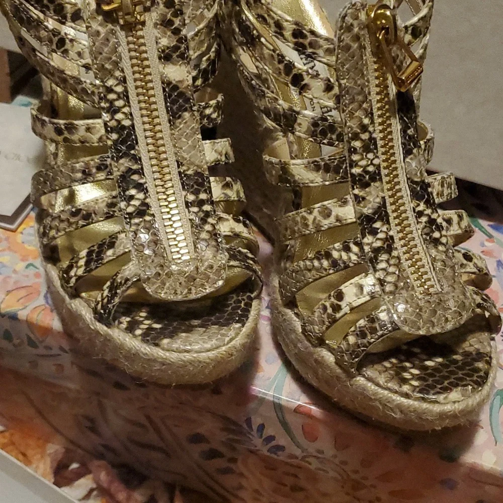 Jimmy Choo Wedge Shoes Python Print - Picture 2 of 15